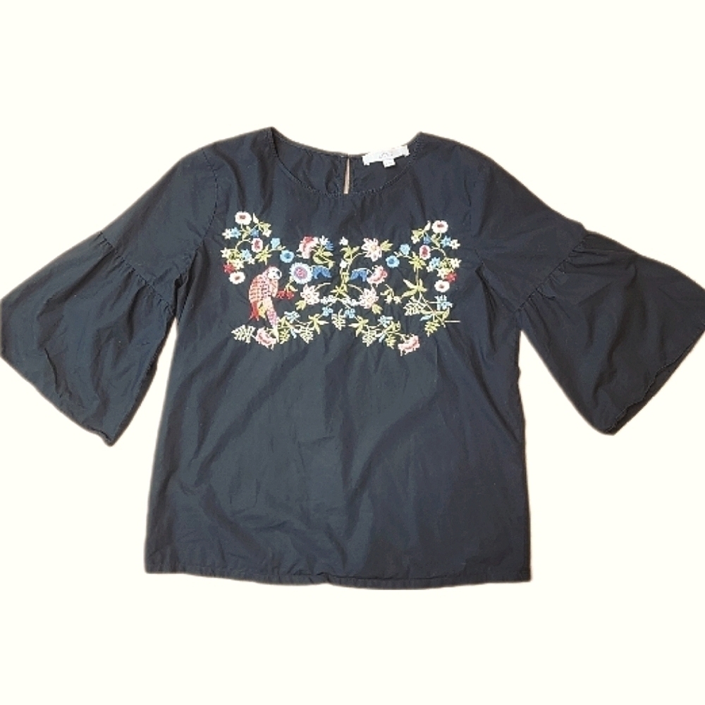 LOFT Bird Embroidered Top - Picture 2 of 4